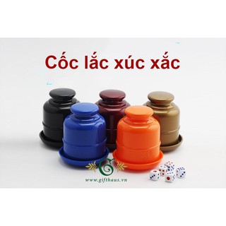 Cốc lắc xúc xắc nhựa + 5 viên xúc xắc nhỏ cao cấp