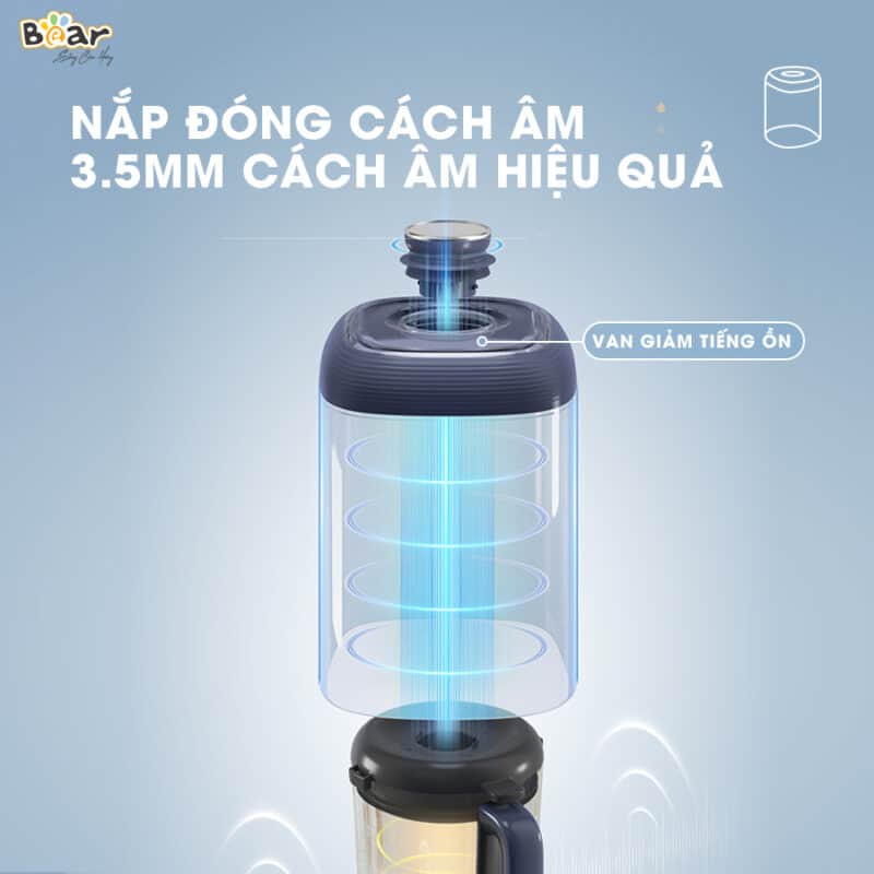 Máy Nấu Sữa Hạt Bear Đa Năng 1,5L Chống Ồn Cao Cấp, Xay Nấu Sữa Hạt, Xay Sinh Tố Tiện Lợi PBJ-B06S2