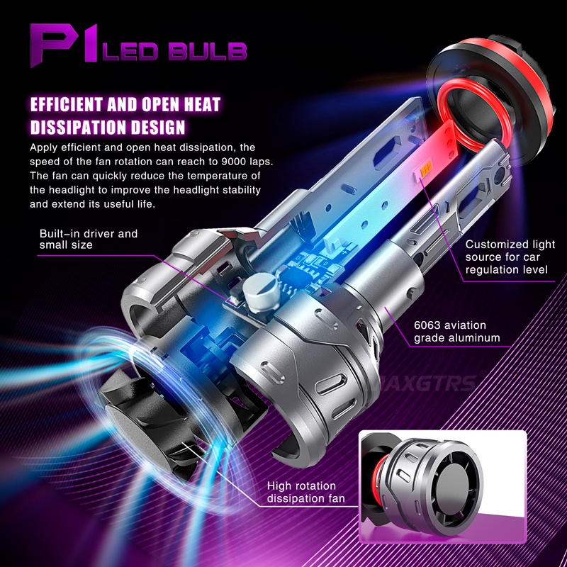 Bóng Đèn Pha LED Chống Sương Mù P1 H4 Hi / lo H7 H8 H11 9006 9005 HB3 HB4 16000Lm Ánh Sáng Trắng 6000K Cho Xe Hơi MAXGTRS