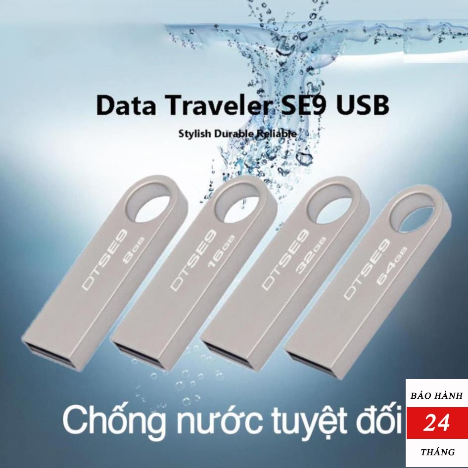 Usb Kingston 64Gb/32Gb/16Gb/8Gb/4Gb/2Gb SE9 2.0,nhỏ gọn thiết kế vỏ kim loại chống nước chuyên dụng cho loa, loa di động