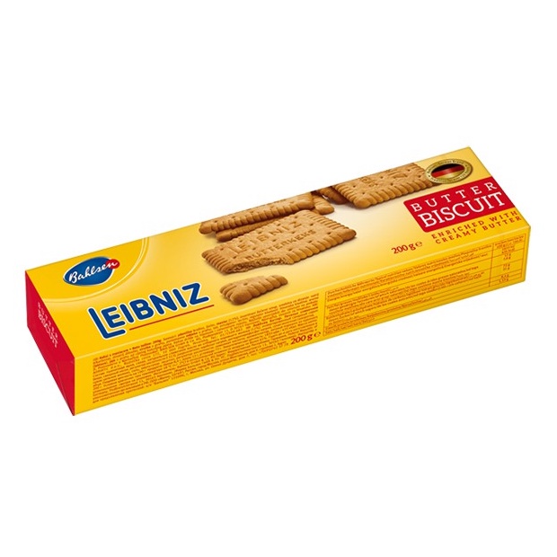 Bánh qui bơ Leibniz Đức 200g bơ tự nhiên và dầu hướng dương, bánh thơm giòn tan