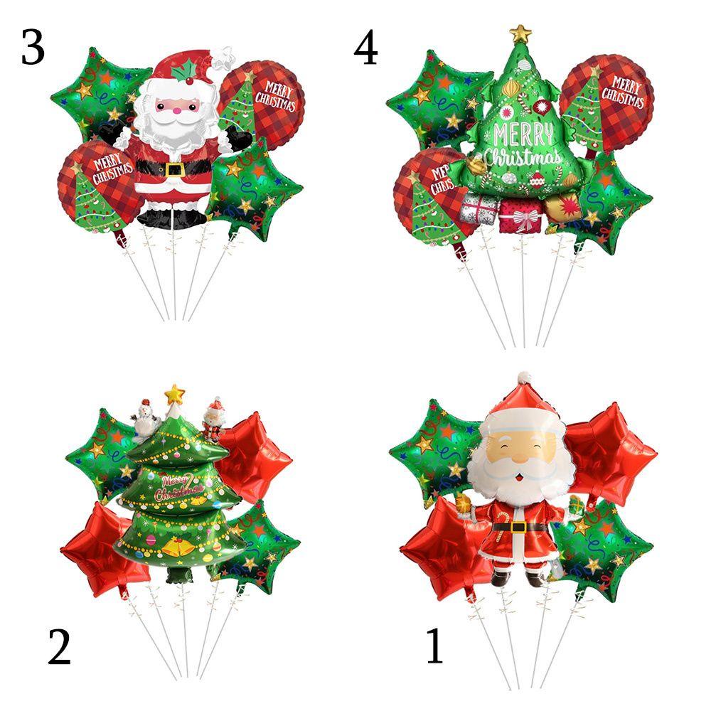 SUENIN Bộ 5 Bong Bóng Kiếng Hình Ông Già Noel
