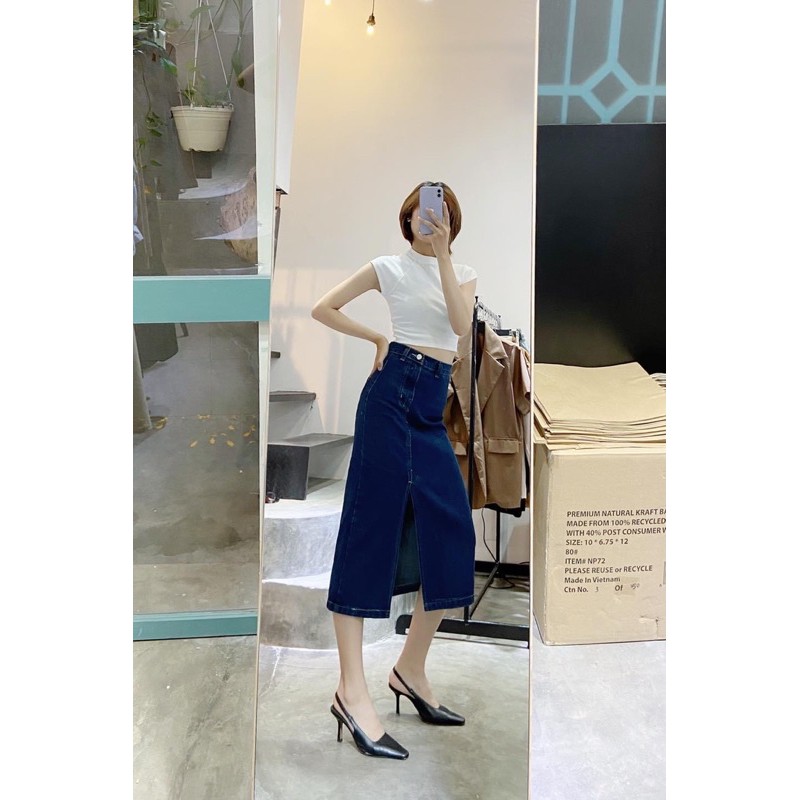 chân váy jean chữ A dài xẻ lai styleulzzang siêu đẹp ạ ( hình thật 100%) | BigBuy360 - bigbuy360.vn