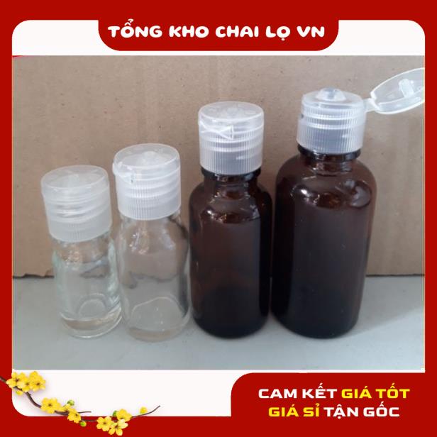 [SIÊU RẺ] Chai nắp bật thủy tinh 20ml,30ml chiết mỹ phẩm , phụ kiện du lịch