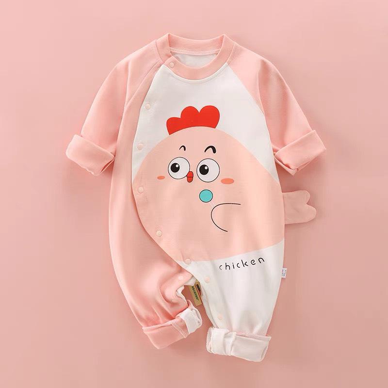 Bodysuit LOTUKA Cúc Chéo Hình Thú Đáng Yêu Bộ Liền Thân Dài Tay Thu Đông Cho Bé Size 3-12KG