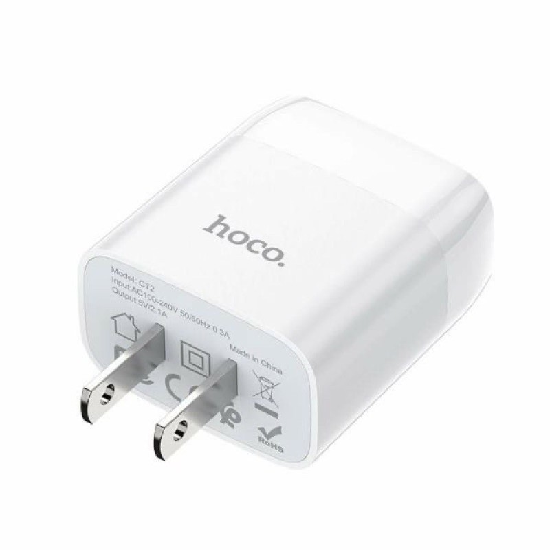 ✔CHÍNH HÃNG✔Cốc sạc nhanh 1 cổng USB C72 Hoco-Dòng điện ra 2.1A.Củ sạc nhanh cho IPhone/IPad/Xiaomi/Oppo/Huawei,Samsung