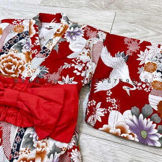 [V043] Kimono hoa đỏ sz 80-130