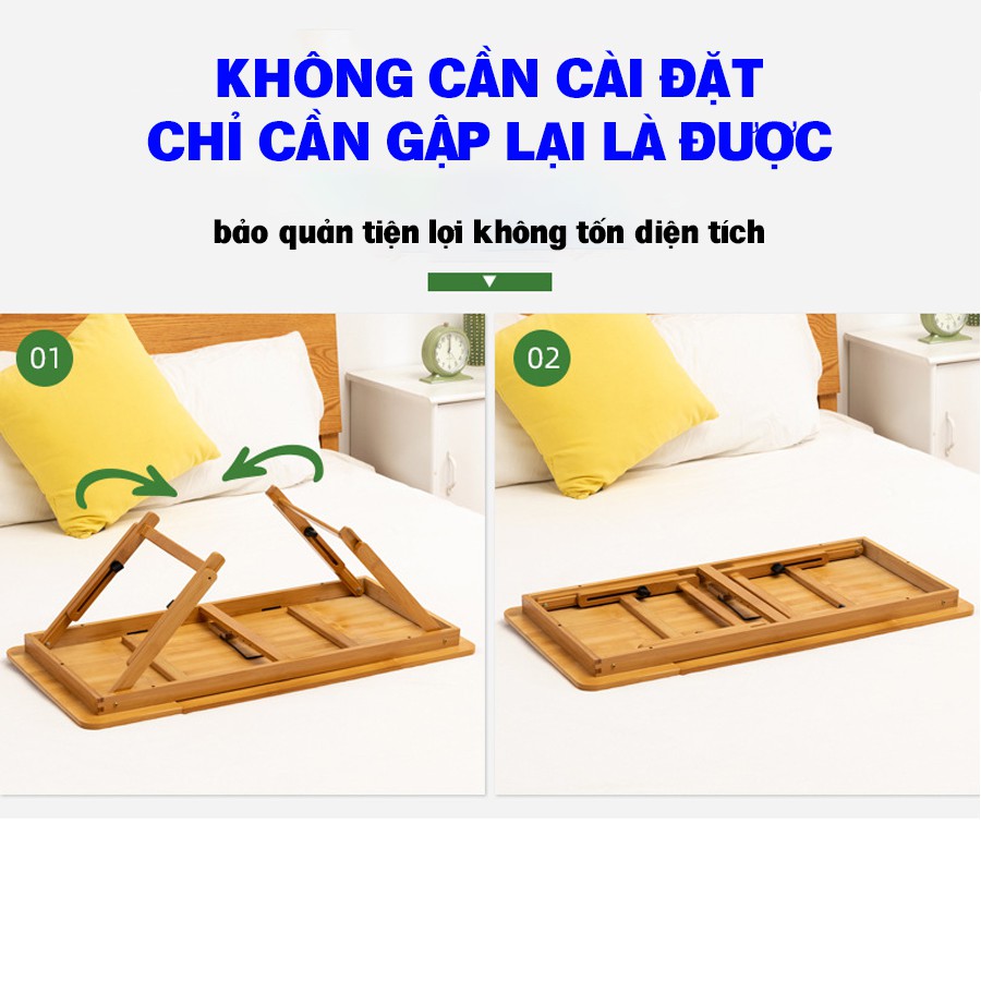 Bàn làm việc gỗ tre gấp thông minh, đa năng Vango V1, Bàn học gỗ tre tự nhiên cao cấp có kệ để Laptop & Sách