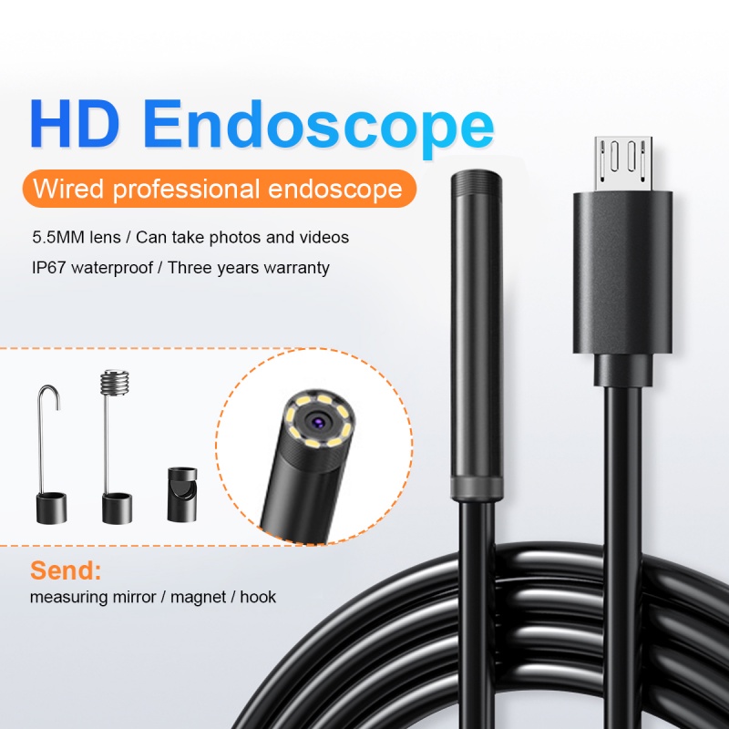Camera nội soi Fonken 7mm chống thấm nước IP67 với 6 bóng LED có thể điều chỉnh cổng micro USB chất lượng cao