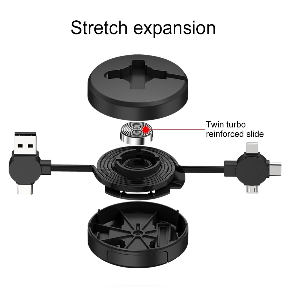 Cáp sạc nhanh 3 trong 1 có thể thu vào thích hợp cho iphone/Samsung/Huawei/Xiaomi
