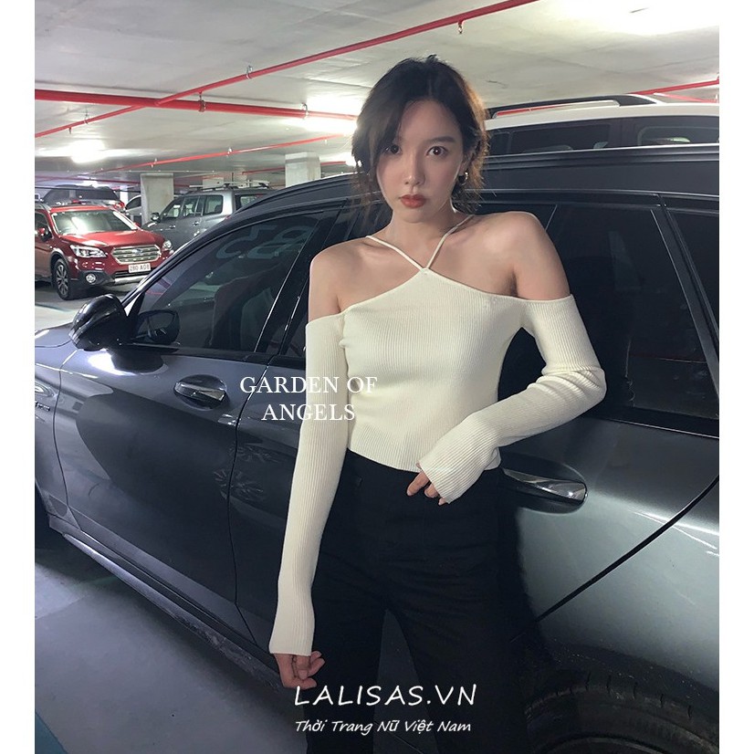 Áo dệt kim thiết kế trễ vai phong cách Hàn Quốc gợi cảm cho nữ