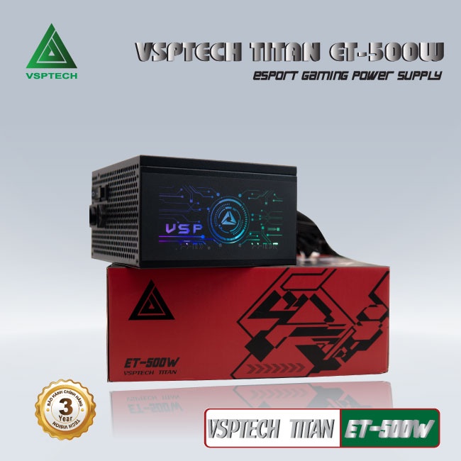 [Mã 254ELSALE giảm 7% đơn 300K] Nguồn Máy Tính VSPTECH Titan ET-500W