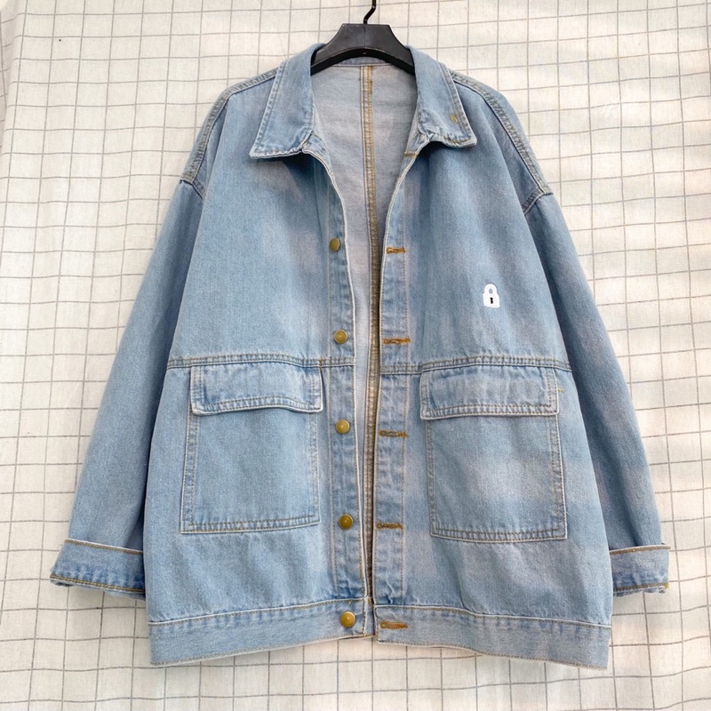 Áo Khoác JEANS BLOCK Form Rộng Phong Cách Ulzzang- 84Unisex