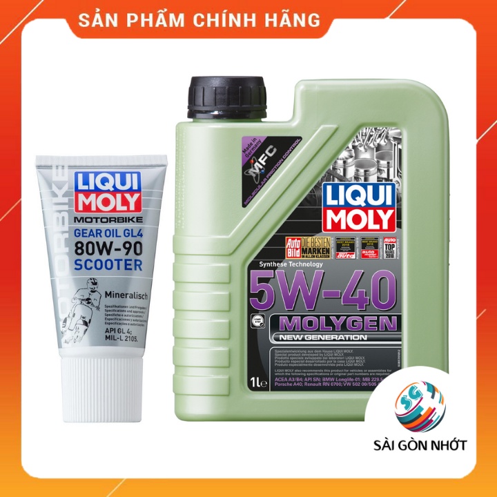 Nhớt Tổng Hợp LIQUI MOLY MOLYGEN 5W40 + Nhớt hộp số (nhớt Lap) Liqui Gear Oil GL4 80W-90 Scooter 150ml