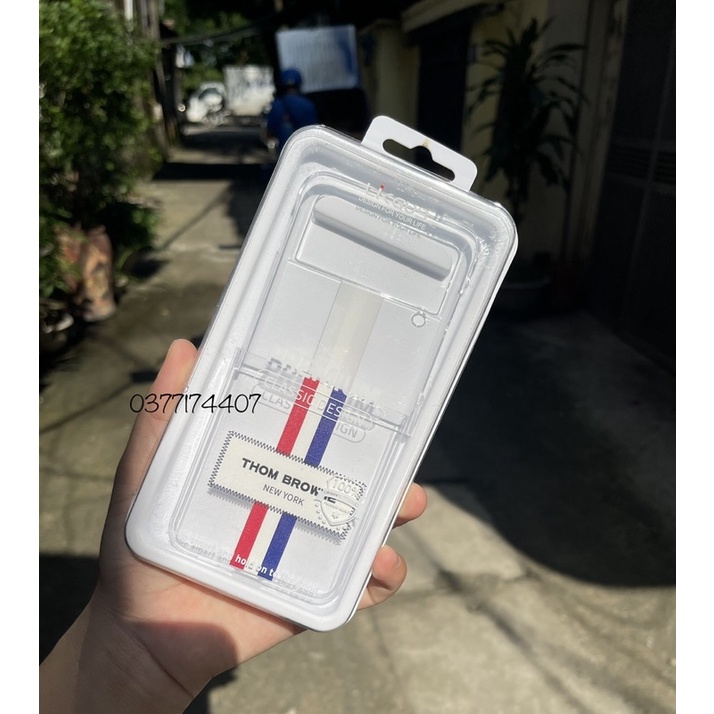 Ốp lưng Likgus Thom Browne Samsung Z flip 4 Z Flip 3, Z Fold 3 trong cứng họa tiết kẻ sọc xanh đỏ cờ new york sang trọng
