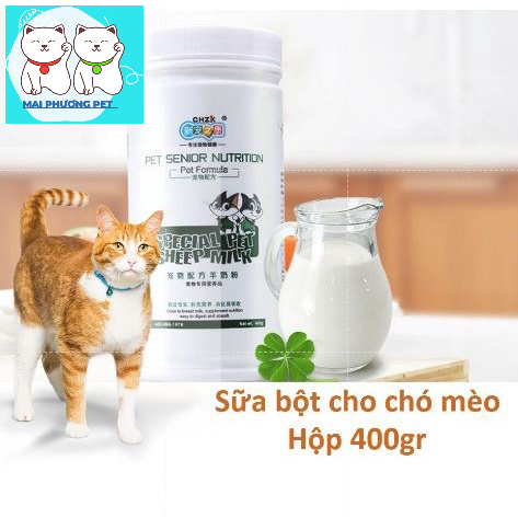 Sữa cho chó mèo nhập khẩu Hộp 400gr Bột sữa dê Sữa bột dành cho thú cưng sơ sinh và mới ốm dậy (BioMilk)