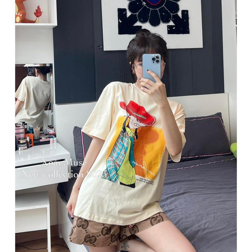 Áo Phông Mũ Ngắn Tay Cổ Tròn Áo Thun Nữ Freesize