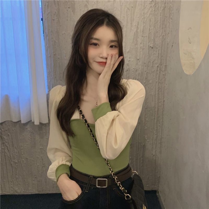 COZOK Áo Thun Tay Dài Dáng Ôm Ngắn Thời Trang Cá Tính