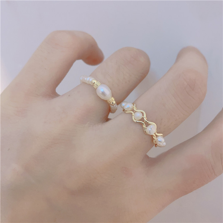 【3 Pcs Rings Set】Retro Pearl Flower Rings Set Adjustable Tail Ring Midi Finger Knuckle Rings Fashion Women's Accessories