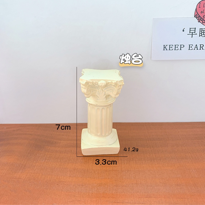 Đèn Để Bàn Decor Hình Nến Điện Tử Dạng Sáp Chảy Kèm Đế Cột La Mã Nghệ Thuật