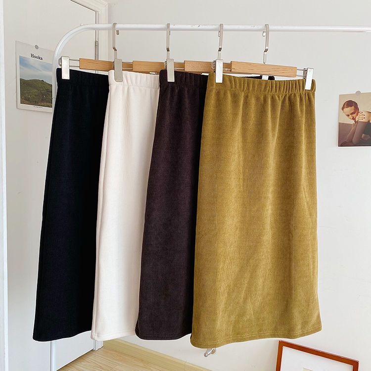 Chân váy dài lưng cao xẻ tà thời trang thu đông mới