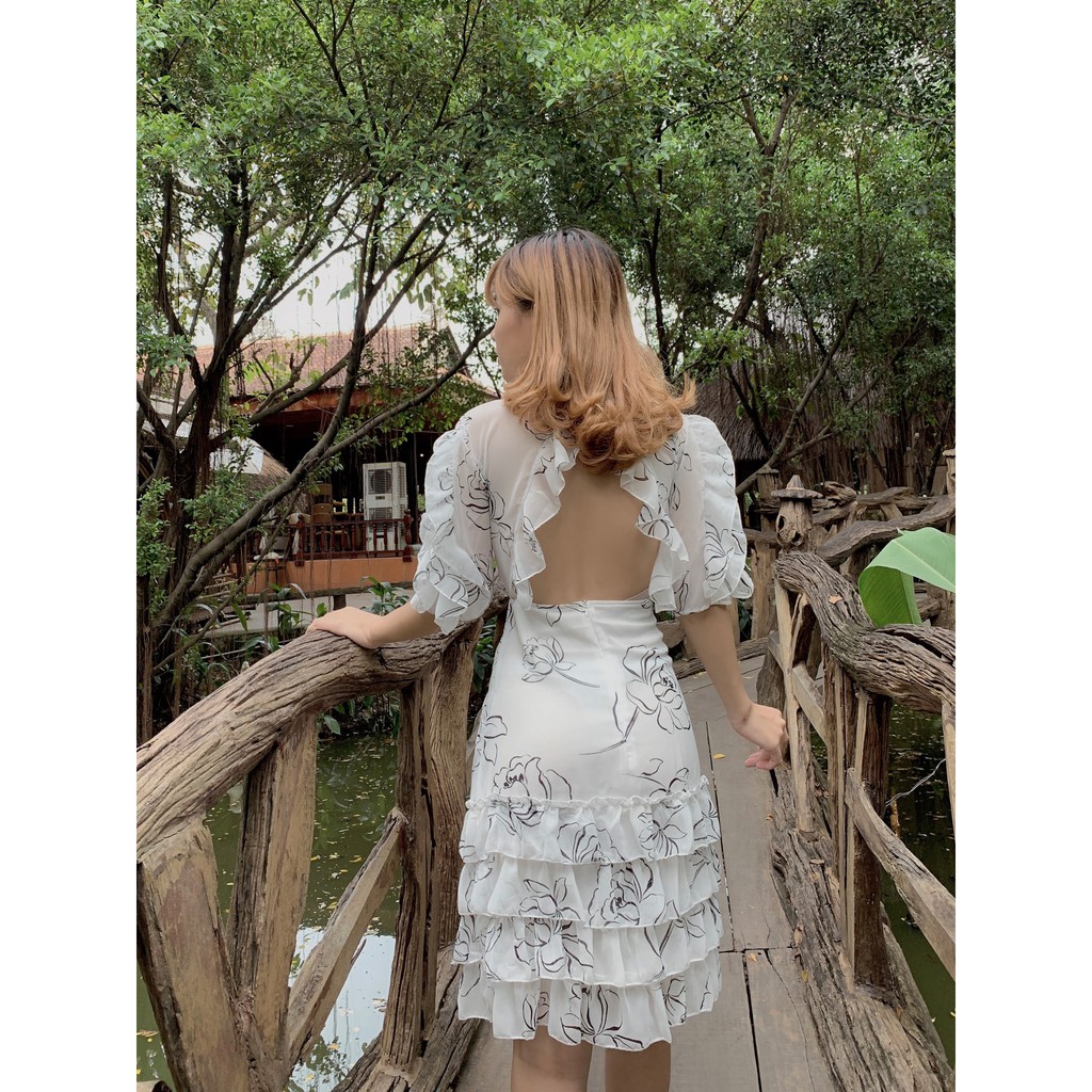 đầm voan bèo tay hở lưng | BigBuy360 - bigbuy360.vn