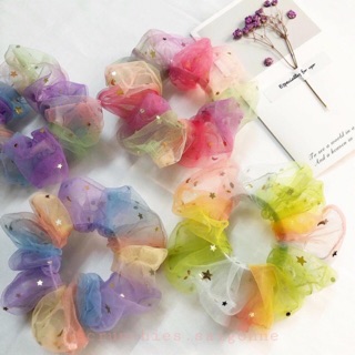 [Ảnh thật] Cột tóc scrunchies cầu vồng