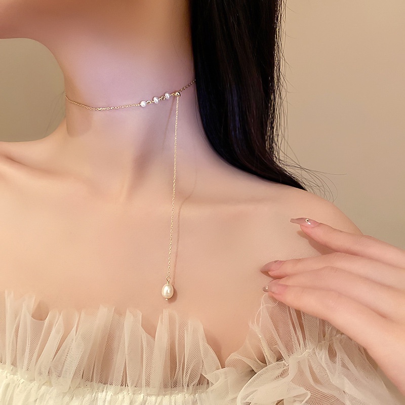Dây chuyền ngọc trai nhân tạo treo dài dành cho nữ