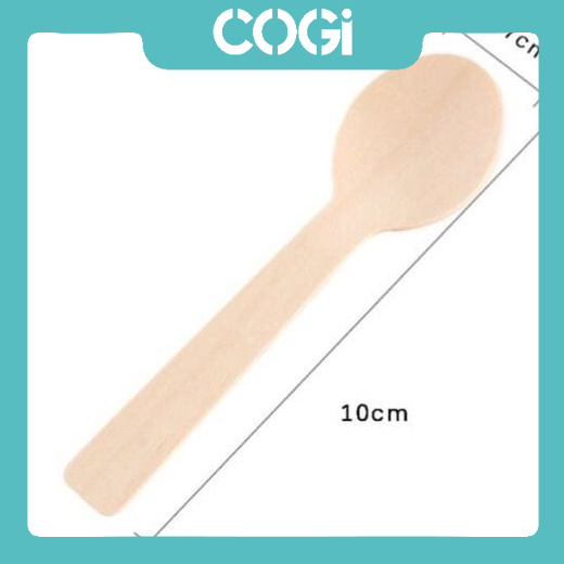 100 muỗng kem gõ 10.5cm đầu tròn dùng 1 lần chính hãng cogi