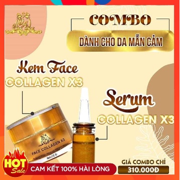 Combo Kem Face Và Serum Dưỡng Collagen X3 Có Team Cào Điện Tử