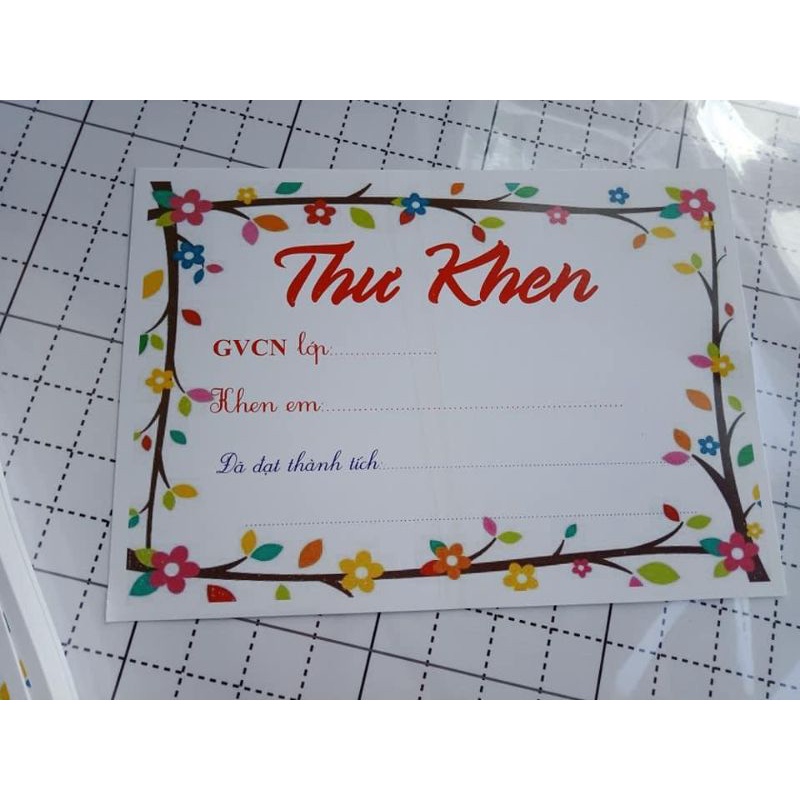 set thư khen học sinh 100 tờ (trộn nhiều mẫu), định lương 200gsm, chất liệu giấy bìa, kích thước khổ a5 siêu nét