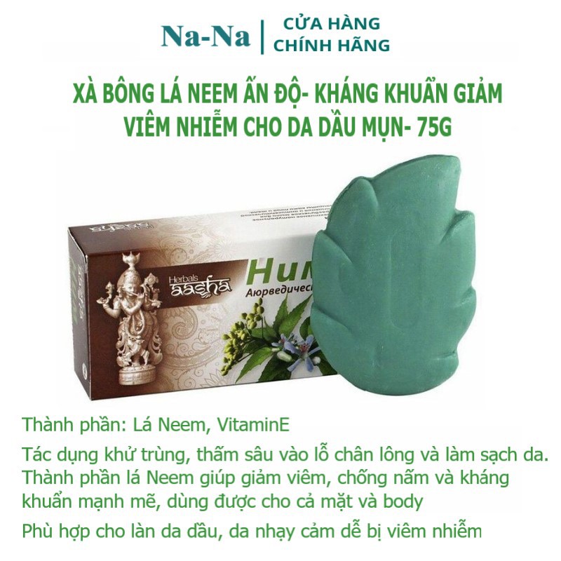 Soap, xà bông dưỡng ẩm Lá Nem Ấn Độ không làm khô da, giúp giảm mụn, mùi mồ hôi cơ thể