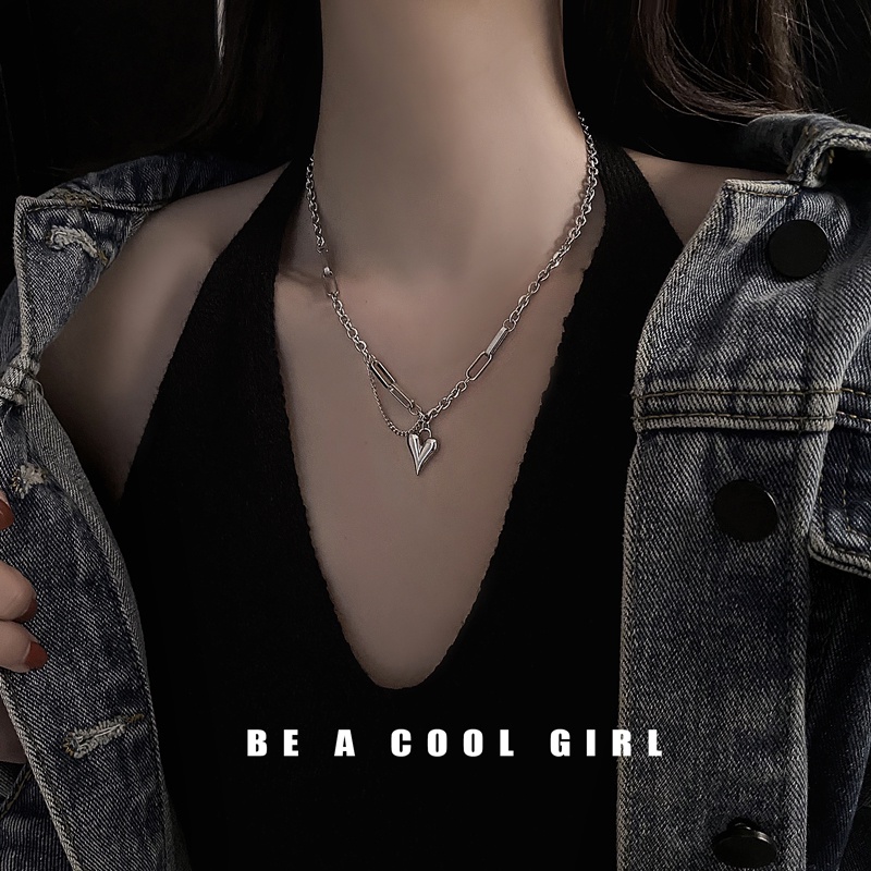 Vòng Cổ Thép Titan Mặt Trái Tim Phong Cách Hip Hop Thời Trang Cá Tính