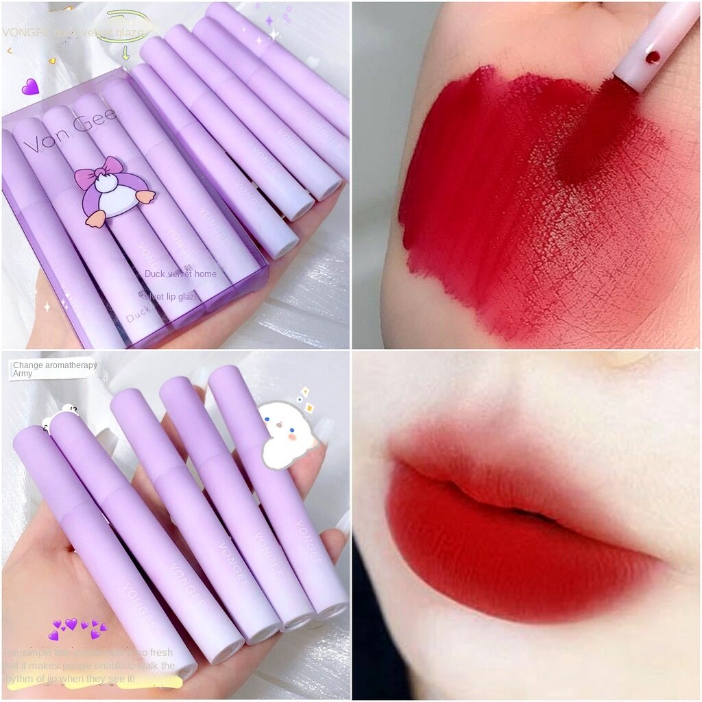 Set Son Môi Nhung Lì Không Dính Cốc