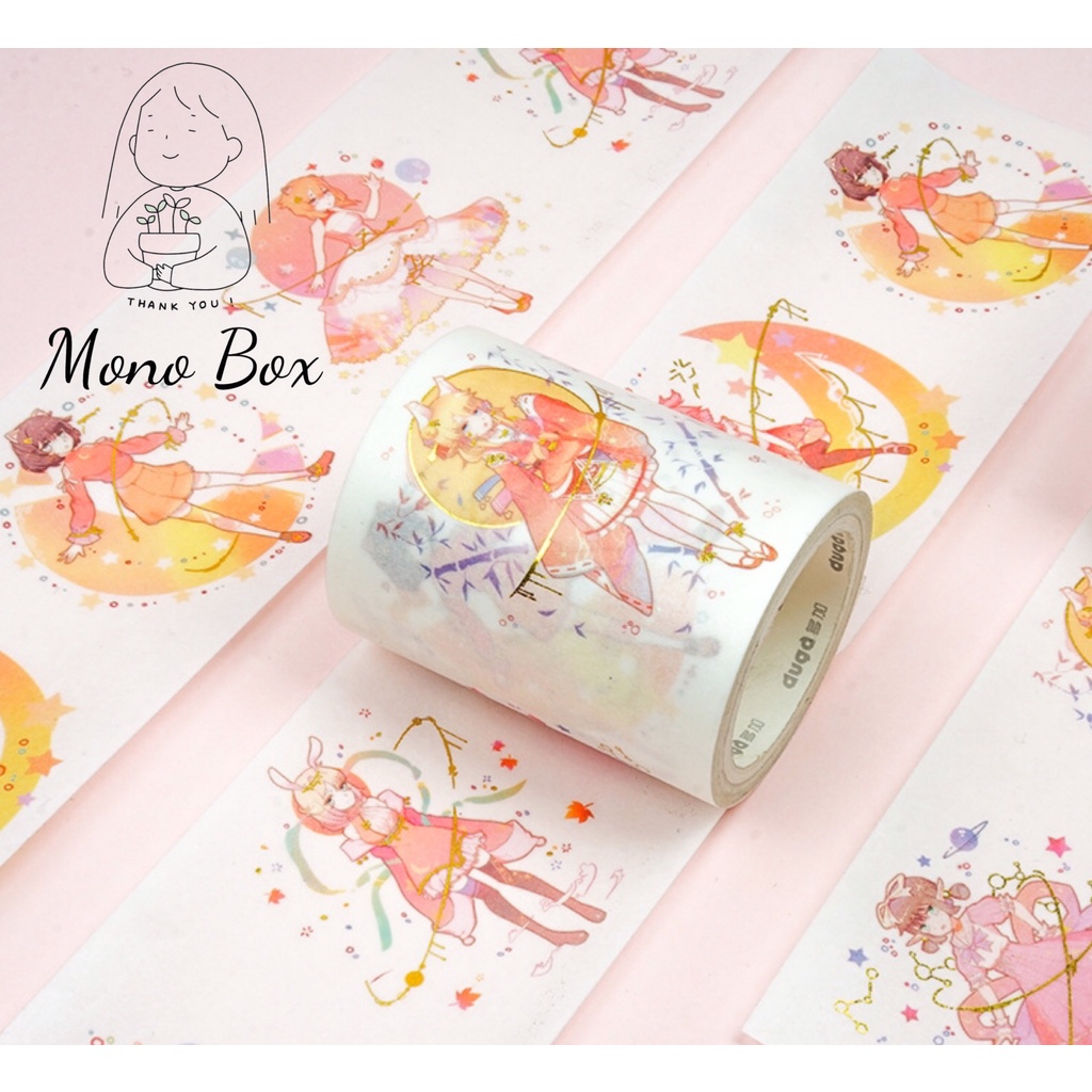 [Chiết] Washi tape mã CB001 5,5x35cm, băng keo dán trang trí họa tiết chibi Mono_box