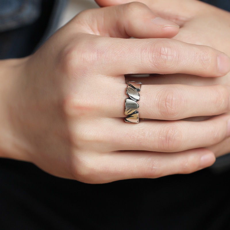 Creative stone texture ring ins personalized design sense retro made old sea withered stone rotten ring