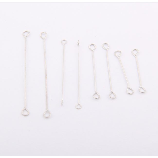 gói 10 cây kim 2 đầu móc nhiều size 20-25-30-40mm làm hoa tai (sắt xi)