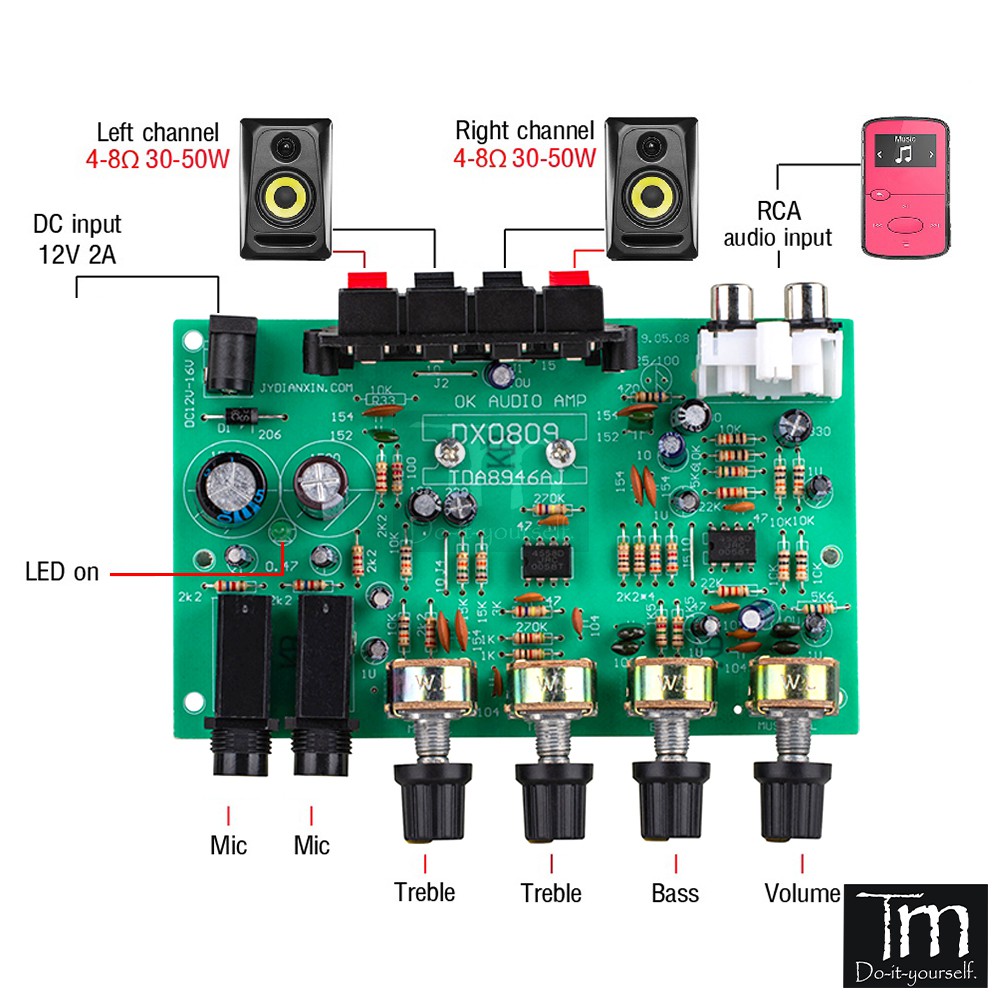 Mạch Loa kéo 2*30W TDA8946 Hifi 12-15VDC