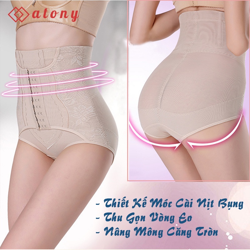 Quần Gen Nịt Bụng Cạp Cao Có Móc Cài ATONY Giúp Định Hình Bụng Tạo Đường Cong, Xiết Eo, Phối Ren Hoa Sexy | BigBuy360 - bigbuy360.vn