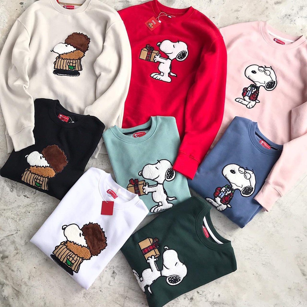 Áo sweater dài tay nỉ Snoopy xuất xịn, mềm mại giữ ấm tốt