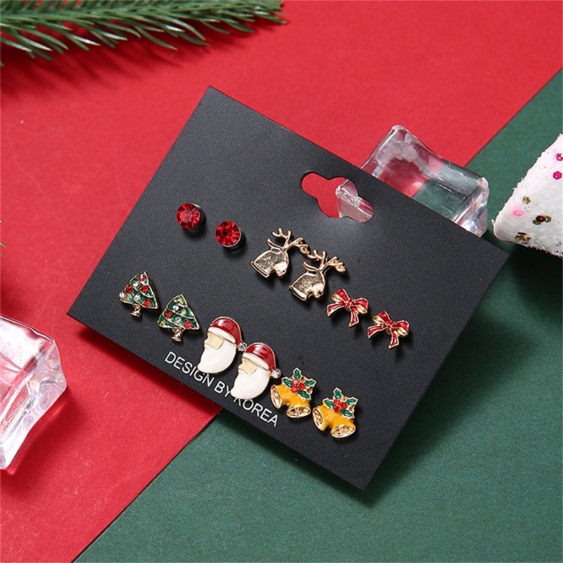 Set 6 Đôi Khuyên Tai Chủ Đề Giáng Sinh Cho Nữ
