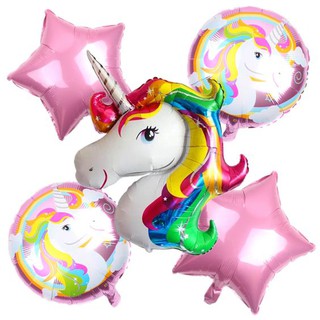 Bóng kiếng hình tròn ngựa Unicorn pony 45cm trang trí sinh nhật