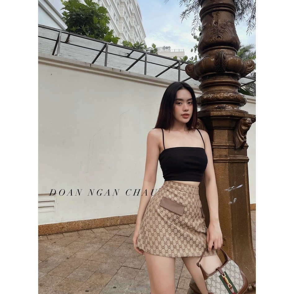 Set áo croptop 2 dây + Chân váy