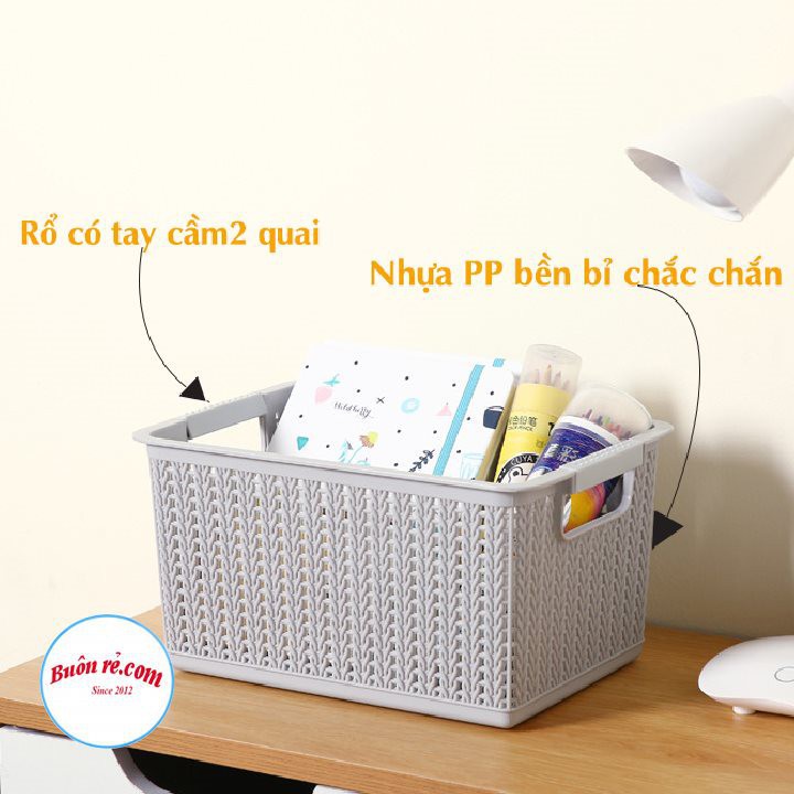 Rổ đan mây đựng đồ đa năng nhựa Việt Nhật (MS: 3415-1 – 3415-2 – 3415-3) – Giỏ nhựa đan mây đựng quần áo, mĩ phẩm, đồ d