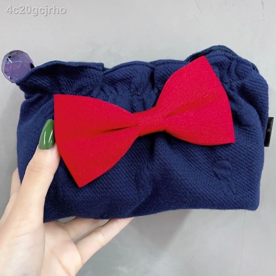 2021 Hàn Quốc Zhao Rusi s cùng nơ túi lưu trữ mỹ phẩm nữ dễ thương lưới màu đỏ ly hợp siêu hot