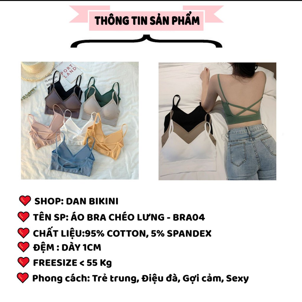 Áo Bra Nữ chéo lưng 2 dây không gọng nâng ngực co giãn mẫu BRA04