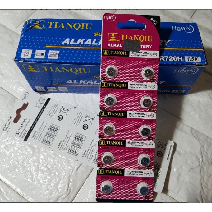 PIN nhỏ đầu đũa AG2 – LR726 – 396A TIANQIU 1 VỈ 10 Viên