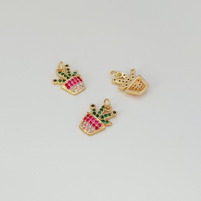 Túi Đồng 14K Zircon Hình Trái Cây Màu Sắc Vàng Kim Dùng Làm Trang Sức Vòng Tay Trang Sức Thủ Công DIY