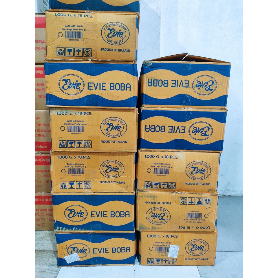 (HT) trân châu đen, chân châu đường đen Evie Thái Lan Gói 1 Kg, nguyên liệu trà sữa