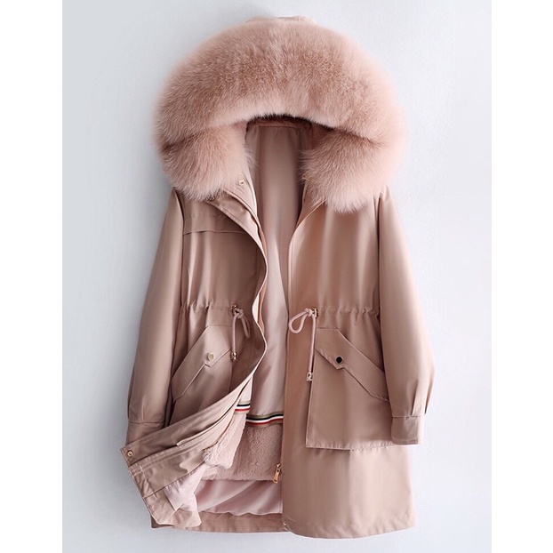 Parka hai lớp lót lông nữ đại hàn